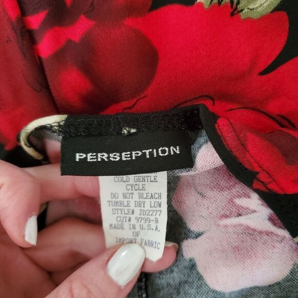 Vintage Perseption Floral Rose Print Halter Dress Made in USA Size Small - Picture 5 of 6